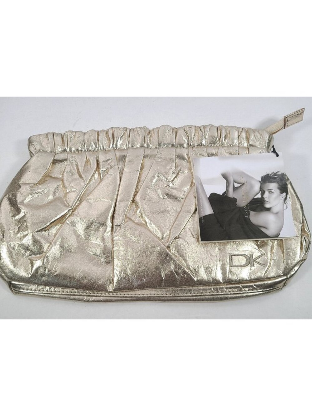 DKNY Donna Karan New York  Makeup Toiletry Bag Gold NWT